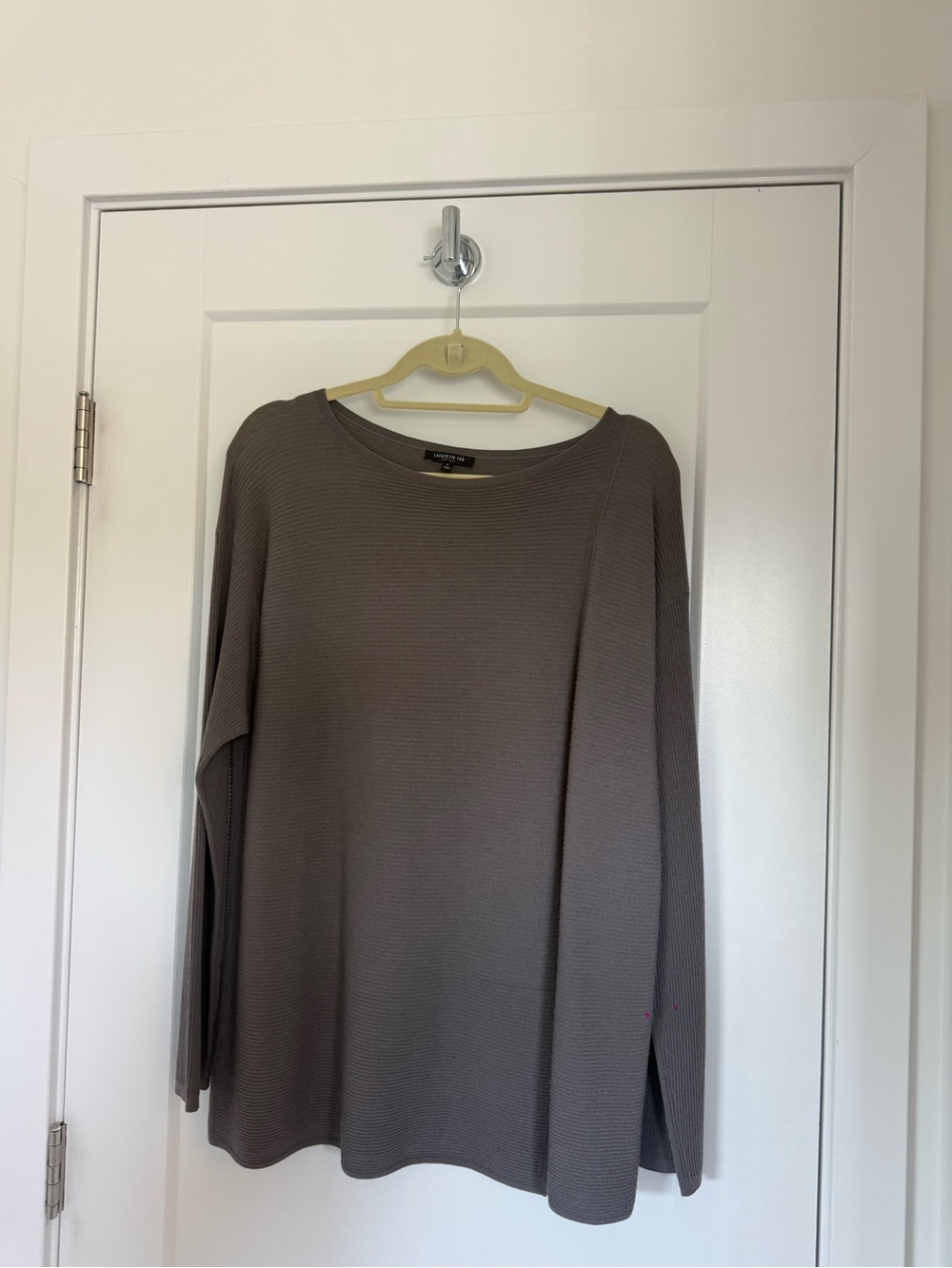Lafayette 148 New York Taupe Ribbed Knit Tunic Sweater Size Large